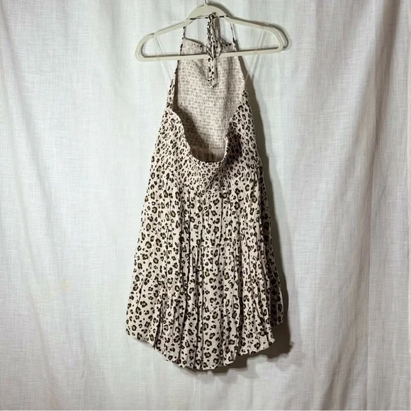 Leopard Smocked‎ Halter Tiered Flowy Mini Dress - Picture 3 of 8
